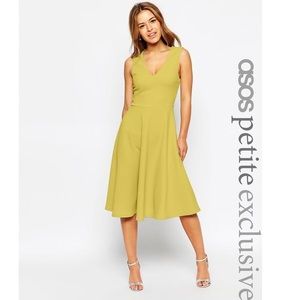 ASOS PETITE Midi Dress in Texture - Chartreuse